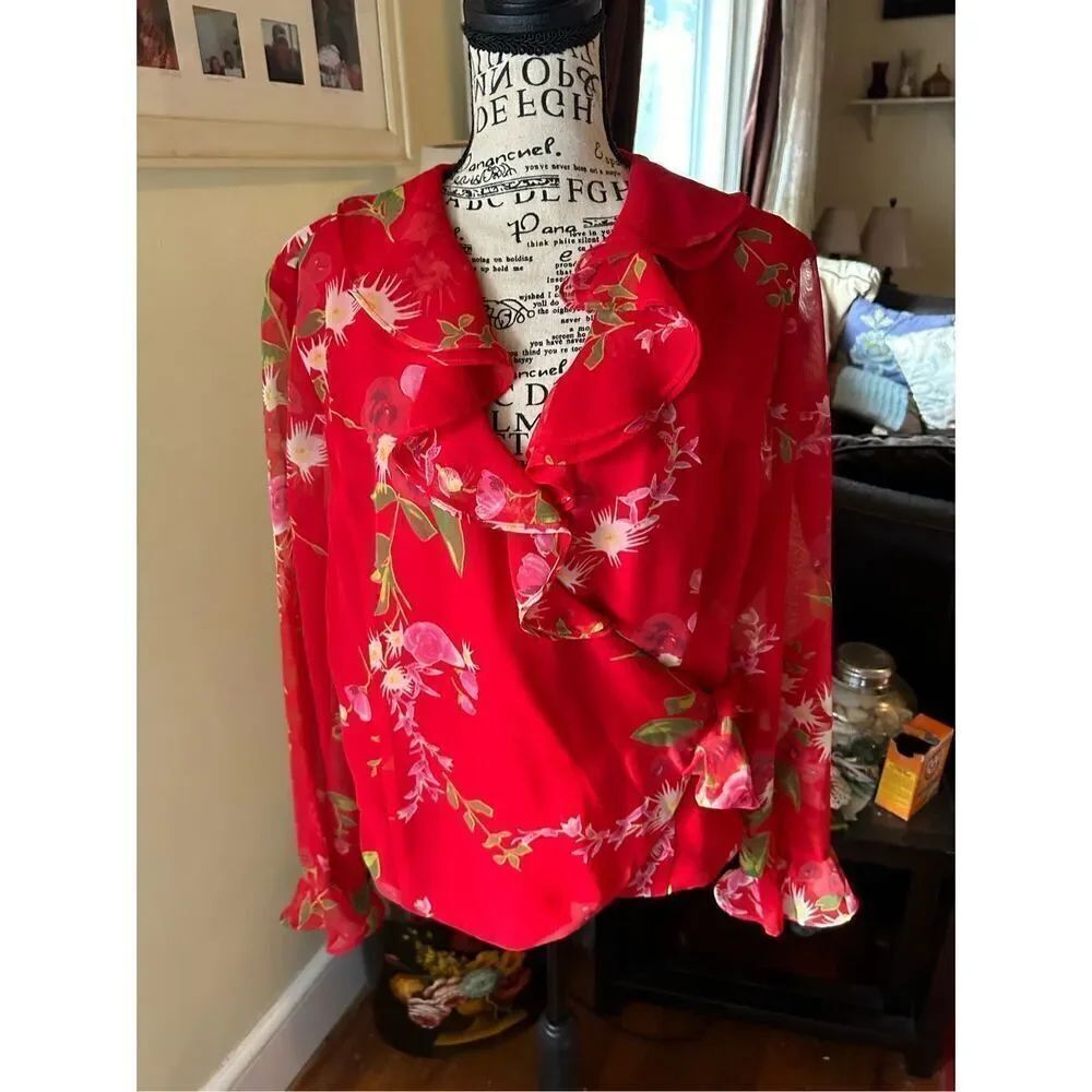 Victoria Holley Floral Wrap Blouse